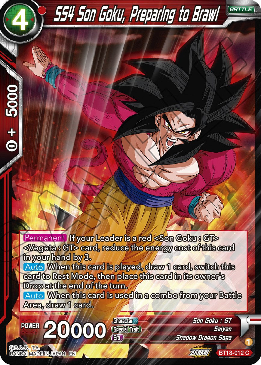 SS4 Son Goku, Preparing to Brawl (BT18-012) [Dawn of the Z-Legends] | Total Play