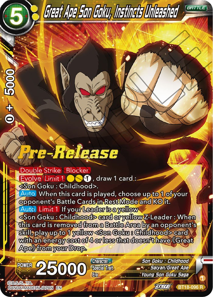 Great Ape Son Goku, Instincts Unleashed (BT18-096) [Dawn of the Z-Legends Prerelease Promos] | Total Play