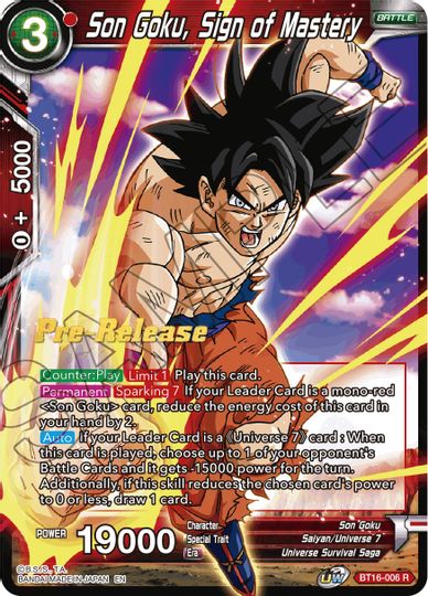 Son Goku, Sign of Mastery (BT16-006) [Realm of the Gods Prerelease Promos] | Total Play