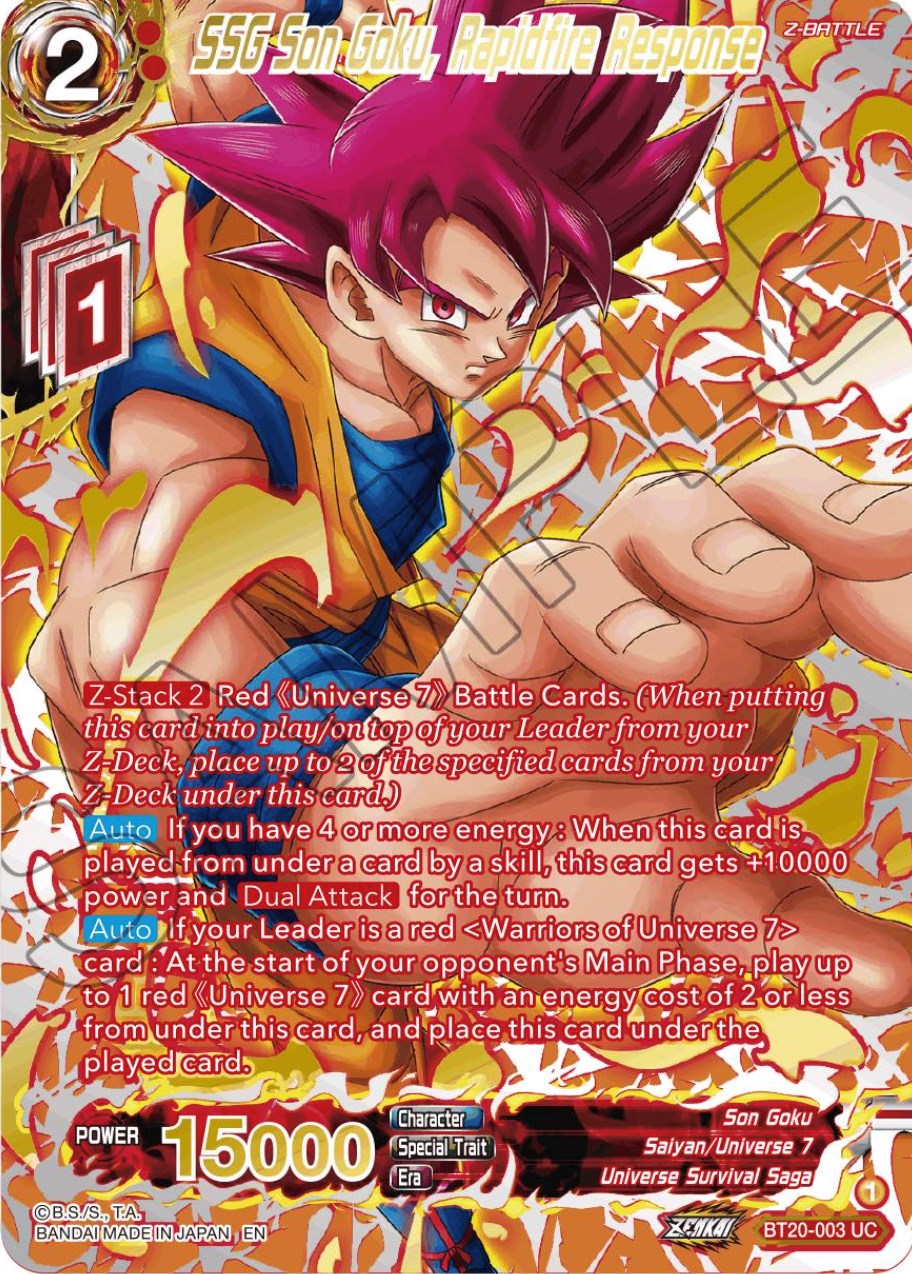 SSG Son Goku, Rapidfire Response (Gold-Stamped) (BT20-003) [Power Absorbed] | Total Play