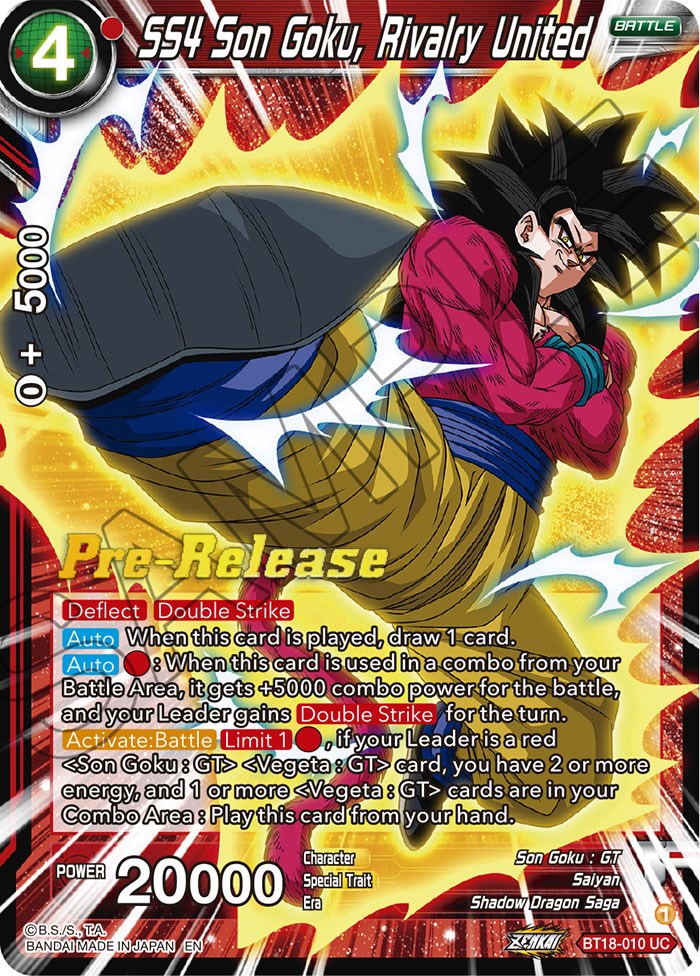 SS4 Son Goku, Rivalry United (BT18-010) [Dawn of the Z-Legends Prerelease Promos] | Total Play