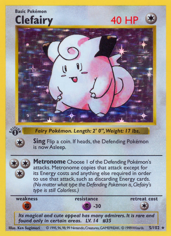 Clefairy (5/102) (Shadowless) [Base Set 1st Edition] | Total Play