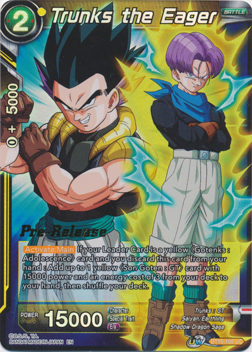 Trunks the Eager (BT10-109) [Rise of the Unison Warrior Prerelease Promos] | Total Play