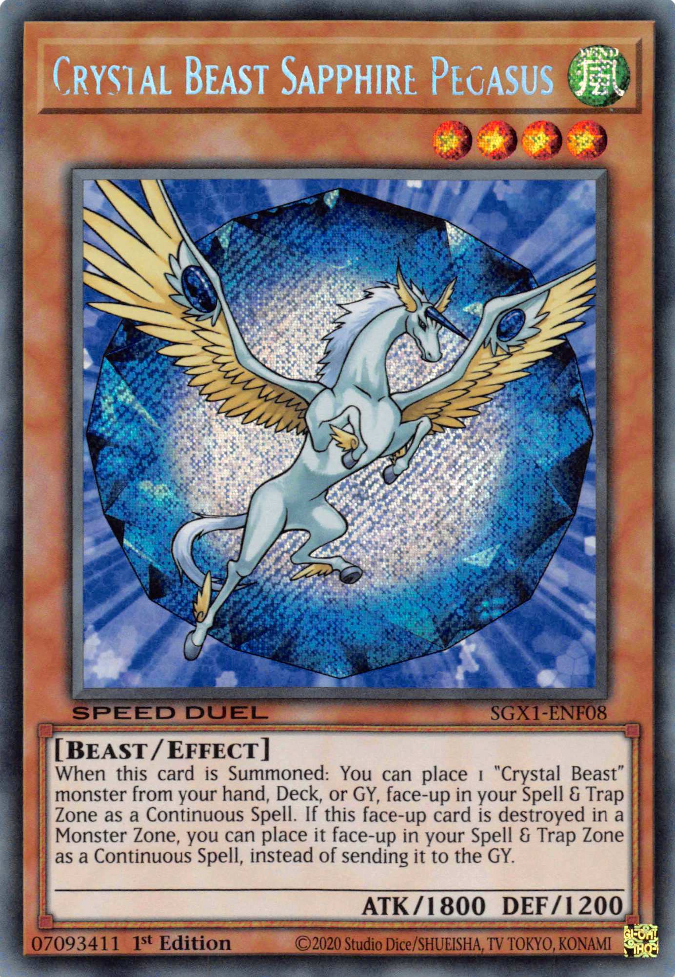Crystal Beast Sapphire Pegasus [SGX1-ENF08] Secret Rare | Total Play