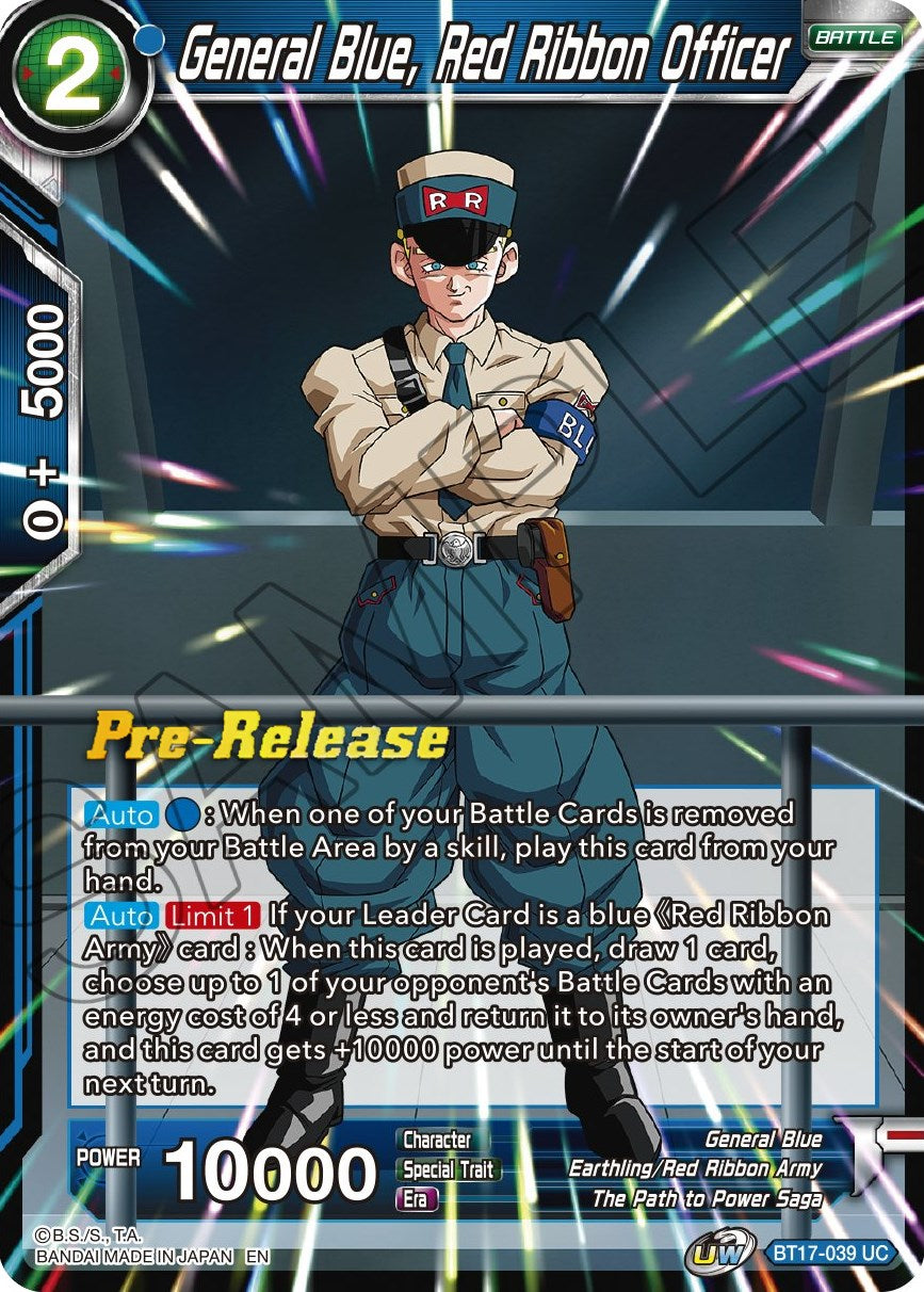 General Blue, Red Ribbon Officer (BT17-039) [Ultimate Squad Prerelease Promos] | Total Play