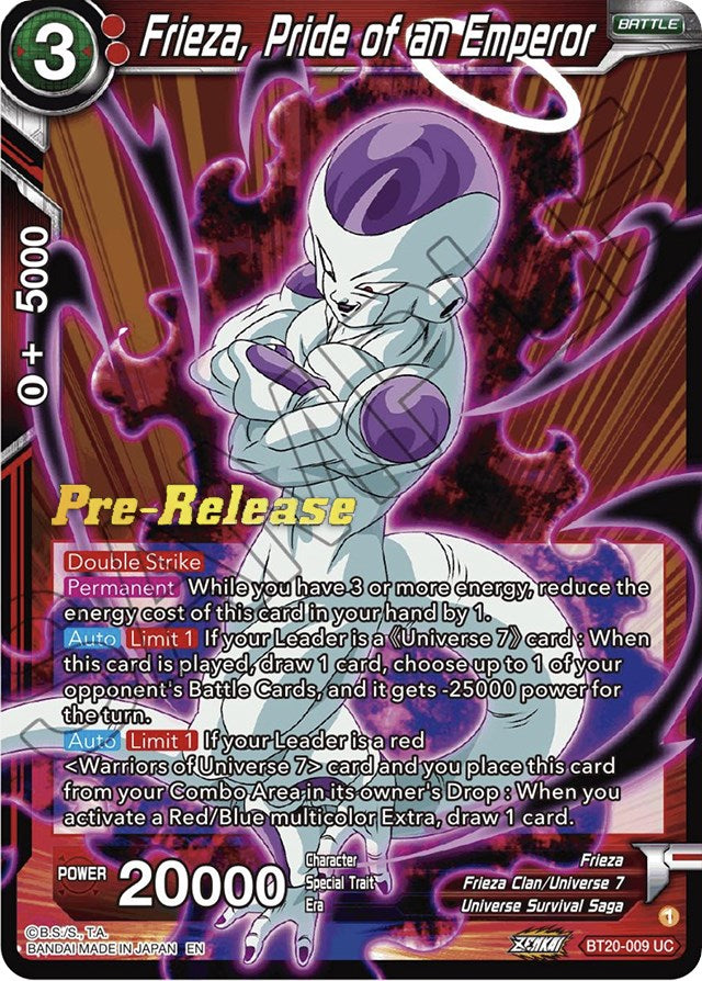 Frieza, Pride of an Emperor (BT20-009) [Power Absorbed Prerelease Promos] | Total Play