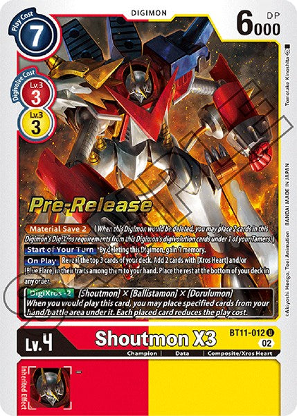 Shoutmon X3 [BT11-012] [Dimensional Phase Pre-Release Promos] | Total Play