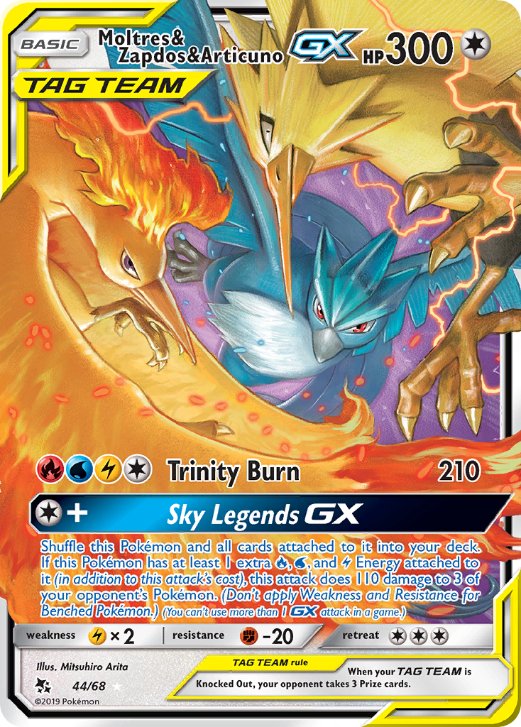 Moltres & Zapdos & Articuno GX (44/68) [Sun & Moon: Hidden Fates] | Total Play