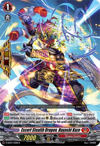 Escort Stealth Dragon, Hayashi Kaze (D-SD01/008EN) [Yu-yu Kondo: Holy Dragon] | Total Play