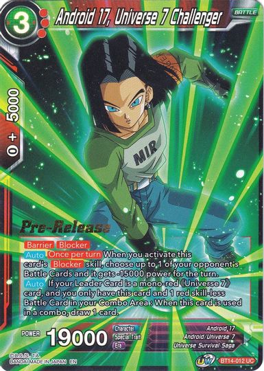 Android 17, Universe 7 Challenger (BT14-012) [Cross Spirits Prerelease Promos] | Total Play