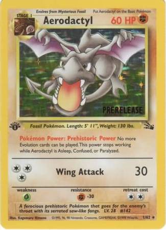 Aerodactyl (1/62) (Prerelease Promo) [Fossil 1st Edition] | Total Play