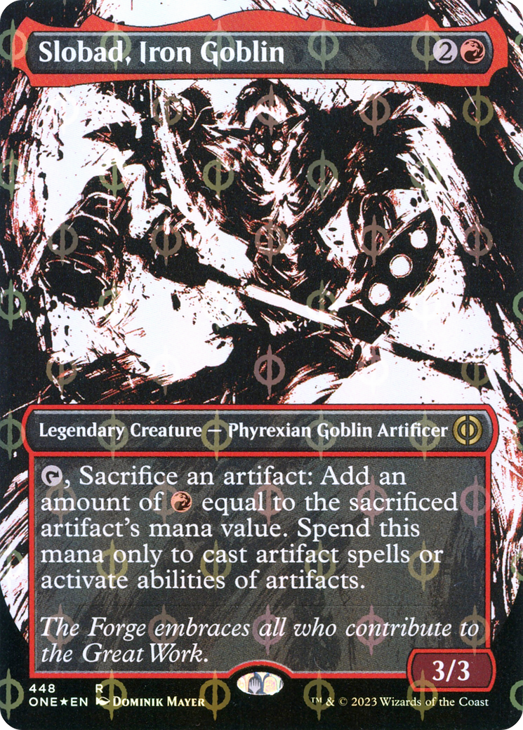 Slobad, Iron Goblin (Borderless Ichor Step-and-Compleat Foil) [Phyrexia: All Will Be One] | Total Play