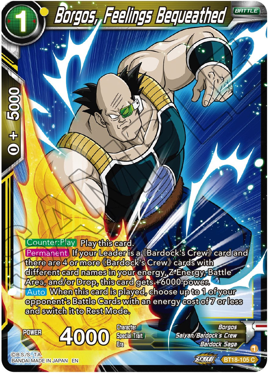 Borgos, Feelings Bequeathed (BT18-105) [Dawn of the Z-Legends] | Total Play