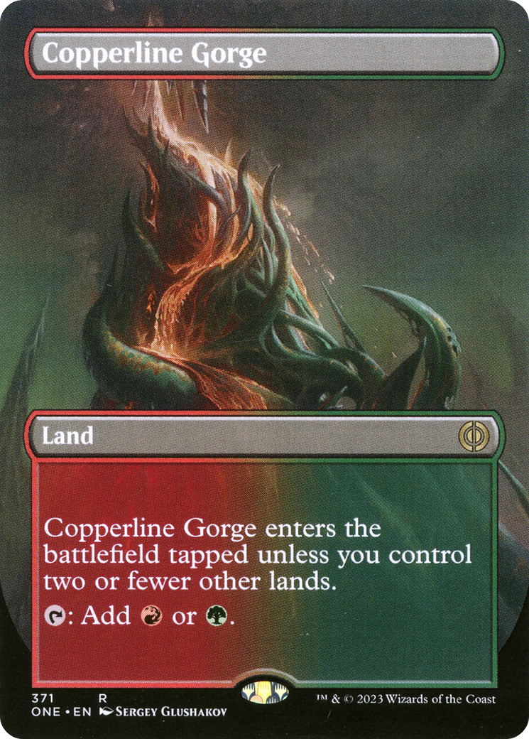 Copperline Gorge (Borderless Alternate Art) [Phyrexia: All Will Be One] | Total Play