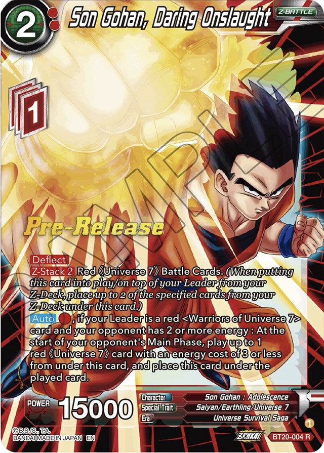 Son Gohan, Daring Onslaught (BT20-004) [Power Absorbed Prerelease Promos] | Total Play