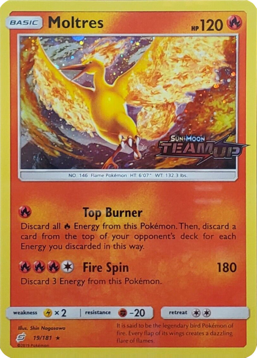 Moltres (19/181) (Stamped) [Sun & Moon: Team Up] | Total Play