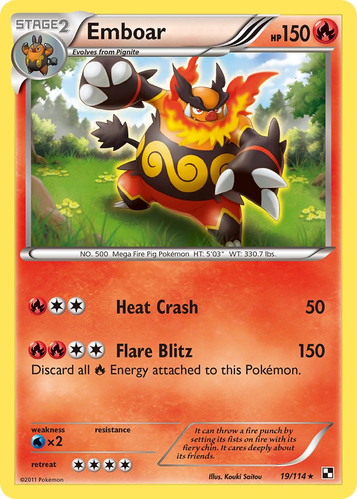 Emboar (19/114) (Cracked Ice Holo) (Theme Deck Exclusive) [Black & White: Base Set] | Total Play