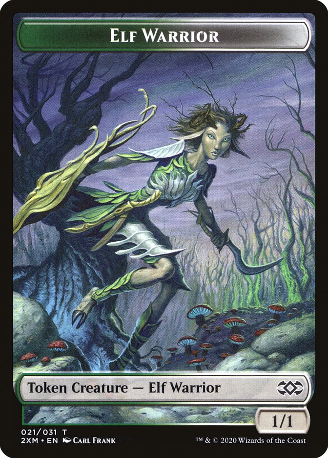 Golem // Elf Warrior Double-Sided Token [Double Masters Tokens] | Total Play