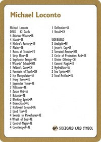 1996 Michael Loconto Decklist Card [World Championship Decks] | Total Play