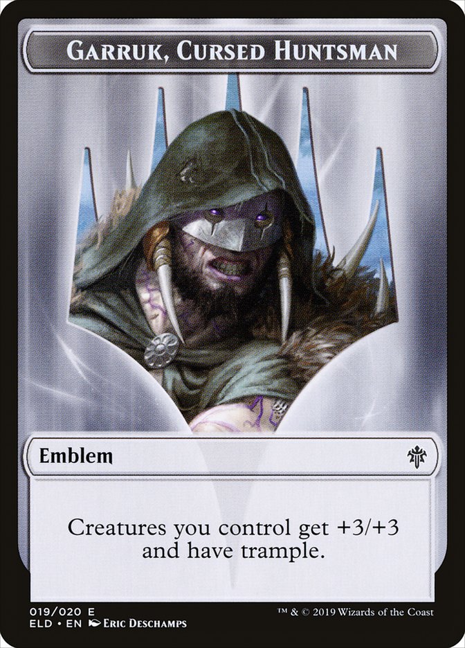 Garruk, Cursed Huntsman Emblem [Throne of Eldraine Tokens] | Total Play