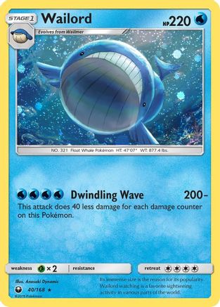 Wailord (40/168) (Cosmos Holo) [Sun & Moon: Celestial Storm] | Total Play