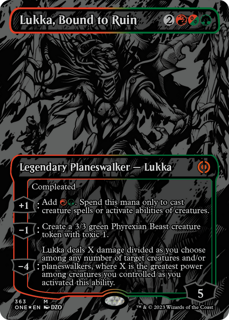 Lukka, Bound to Ruin (Oil Slick Raised Foil) [Phyrexia: All Will Be One] | Total Play