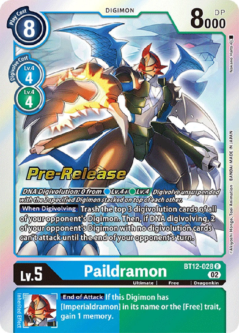 Paildramon [BT12-028] [Across Time Pre-Release Cards] | Total Play