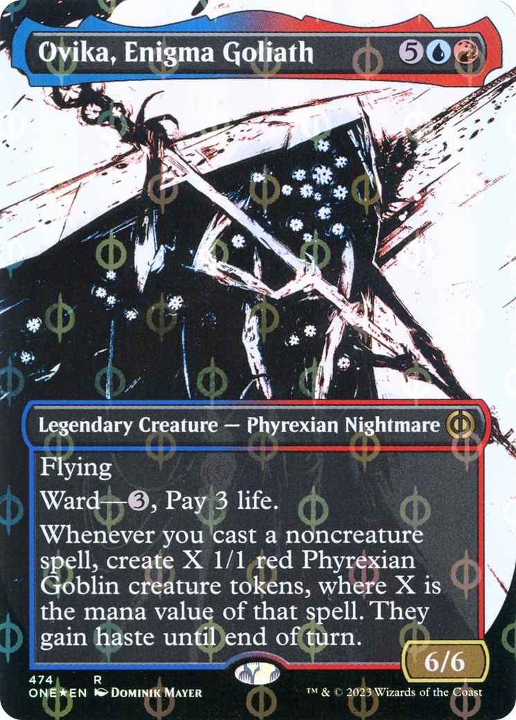 Ovika, Enigma Goliath (Borderless Ichor Step-and-Compleat Foil) [Phyrexia: All Will Be One] | Total Play