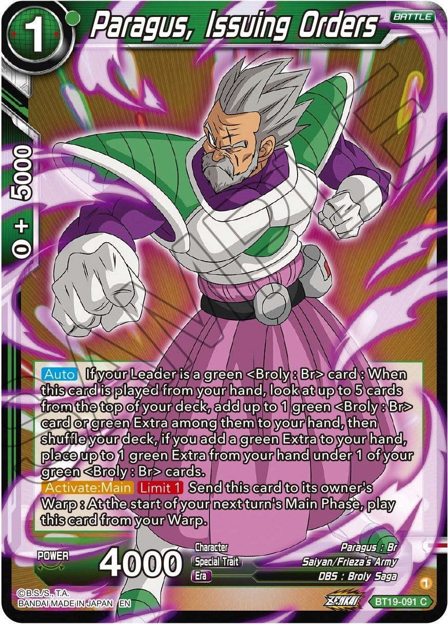 Paragus, Issuing Orders (BT19-091) [Fighter's Ambition] | Total Play