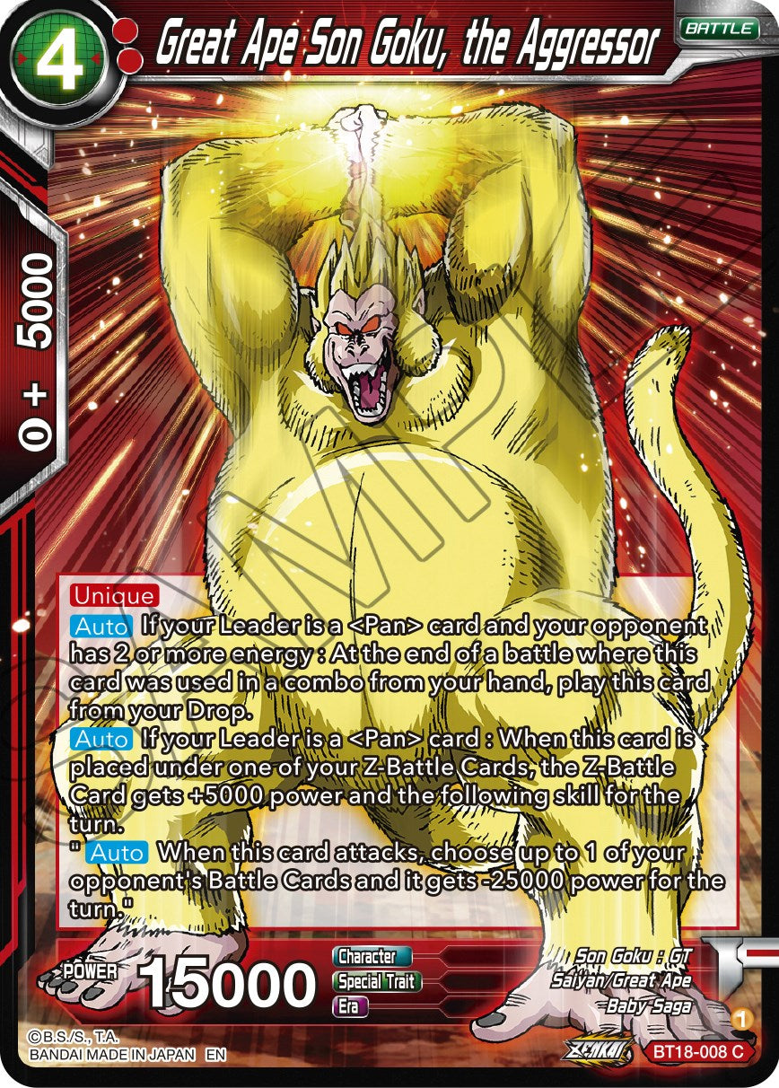 Great Ape Son Goku, the Aggressor (BT18-008) [Dawn of the Z-Legends] | Total Play