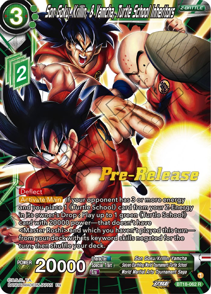 Son Goku, Krillin, & Yamcha, Turtle School Inheritors (BT18-062) [Dawn of the Z-Legends Prerelease Promos] | Total Play