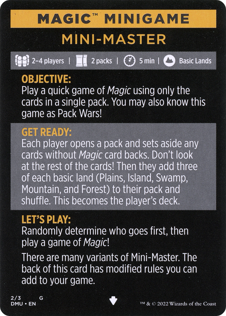 Mini-Master (Magic Minigame) [Commander Legends: Battle for Baldur's Gate Minigame] | Total Play