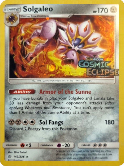 Solgaleo (142/236) (Cosmos Holo) [Sun & Moon: Cosmic Eclipse] | Total Play