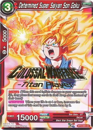 Determined Super Saiyan Son Goku (Titan Player Stamped) (BT3-005) [Cross Worlds] | Total Play