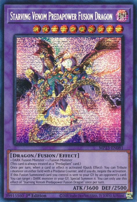 Starving Venom Predapower Fusion Dragon [MP23-EN081] Prismatic Secret Rare | Total Play