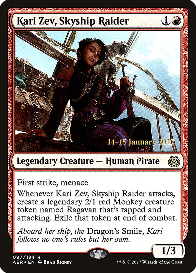 Kari Zev, Skyship Raider [Aether Revolt Prerelease Promos] | Total Play