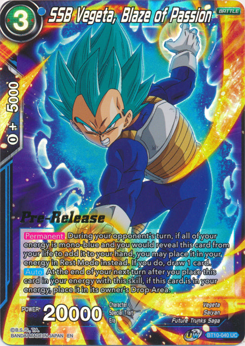 SSB Vegeta, Blaze of Passion (BT10-040) [Rise of the Unison Warrior Prerelease Promos] | Total Play