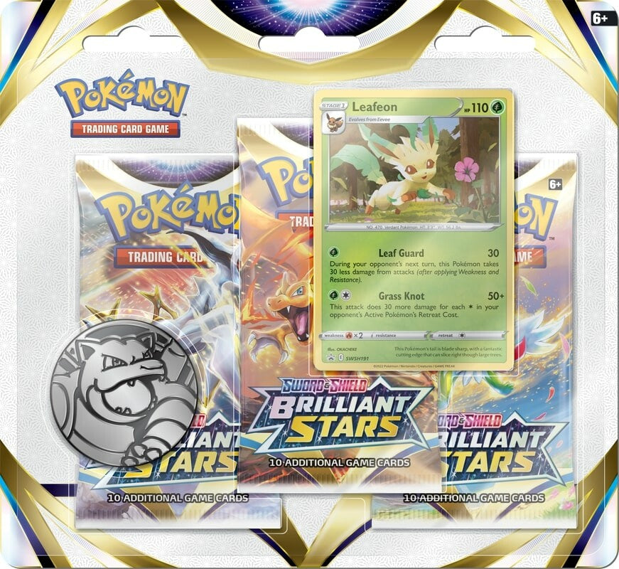 Sword & Shield: Brilliant Stars - 3-Pack Blister (Leafeon) | Total Play