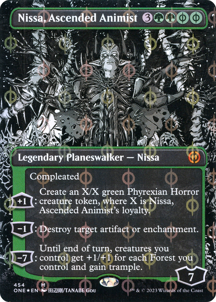 Nissa, Ascended Animist (Borderless Manga Step-and-Compleat Foil) [Phyrexia: All Will Be One] | Total Play