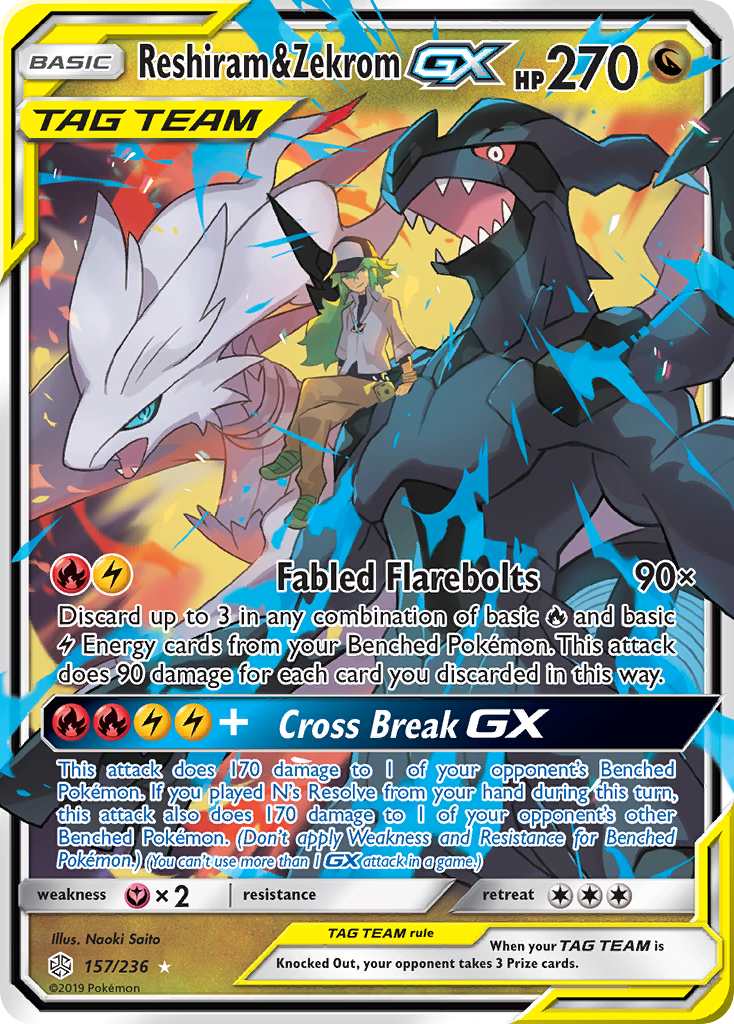 Reshiram & Zekrom GX (157/236) [Sun & Moon: Cosmic Eclipse] | Total Play