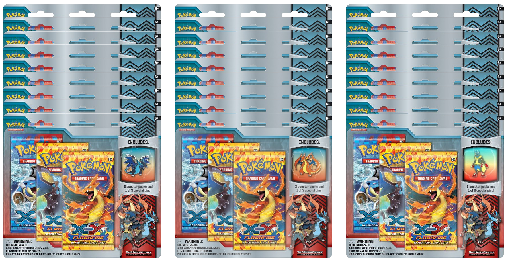 XY: Flashfire - Collector's Pin 3-Pack Blister Case | Total Play