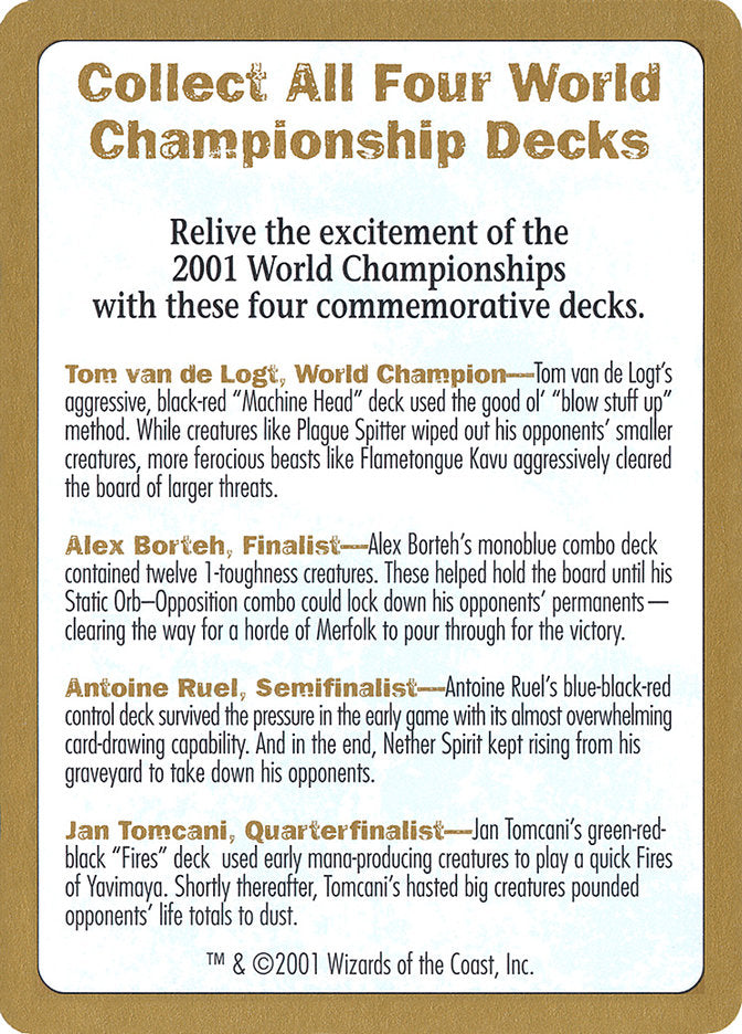 2001 World Championships Ad [World Championship Decks 2001] | Total Play