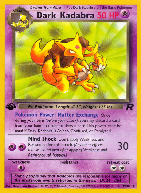 Dark Kadabra (39/82) [Team Rocket 1st Edition] | Total Play