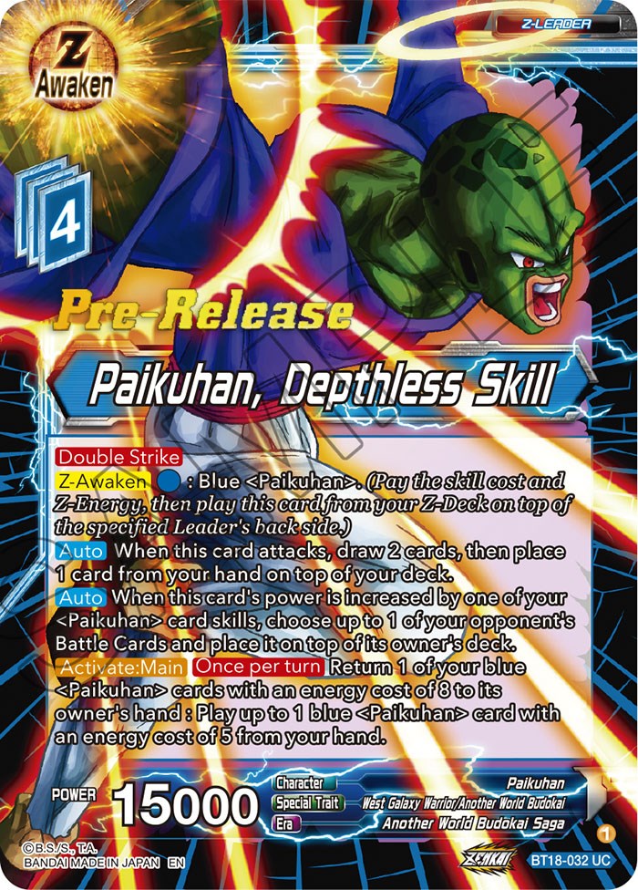 Paikuhan, Depthless Skill (BT18-032) [Dawn of the Z-Legends Prerelease Promos] | Total Play