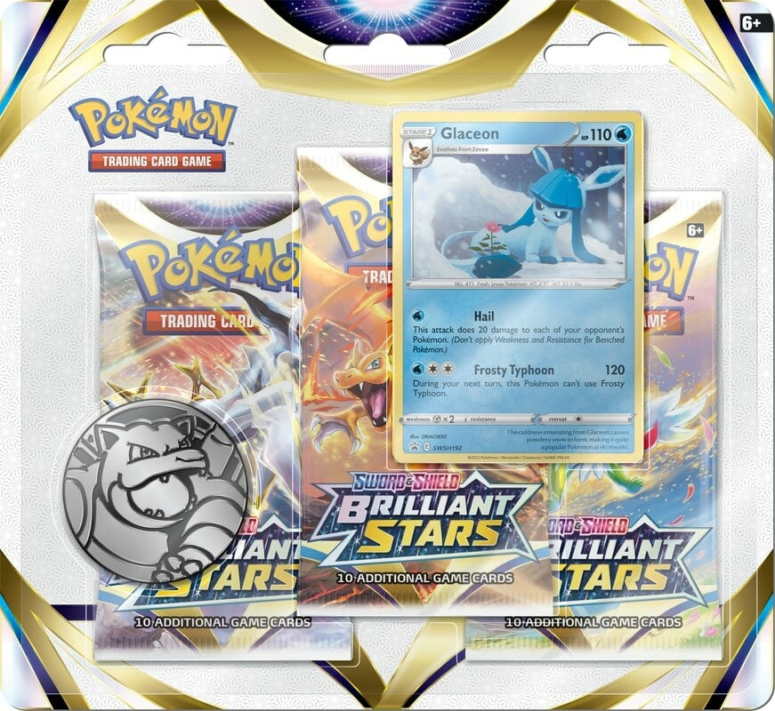 Sword & Shield: Brilliant Stars - 3-Pack Blister (Glaceon) | Total Play