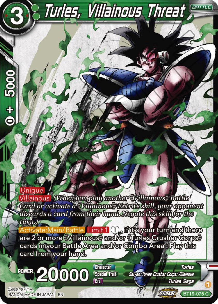 Turles, Villainous Threat (BT19-075) [Fighter's Ambition] | Total Play