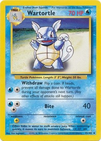 Wartortle (42/102) [Base Set Unlimited] | Total Play