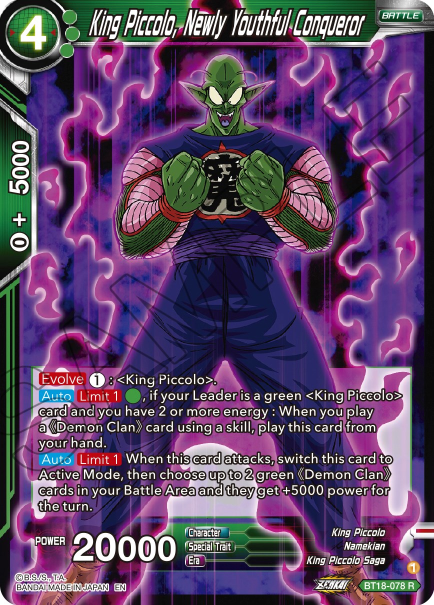 King Piccolo, Newly Youthful Conqueror (BT18-078) [Dawn of the Z-Legends] | Total Play