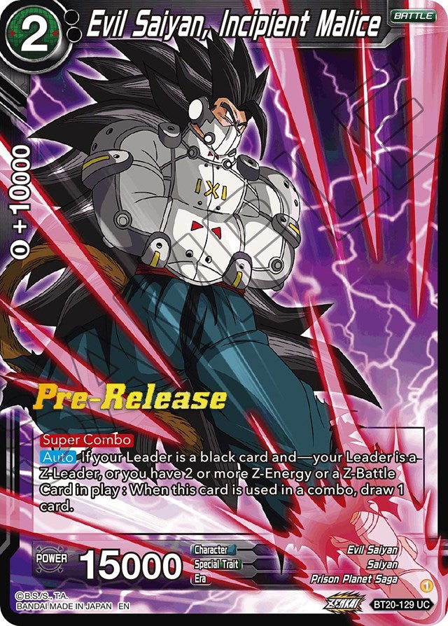 Evil Saiyan, Incipient Malice (BT20-129) [Power Absorbed Prerelease Promos] | Total Play