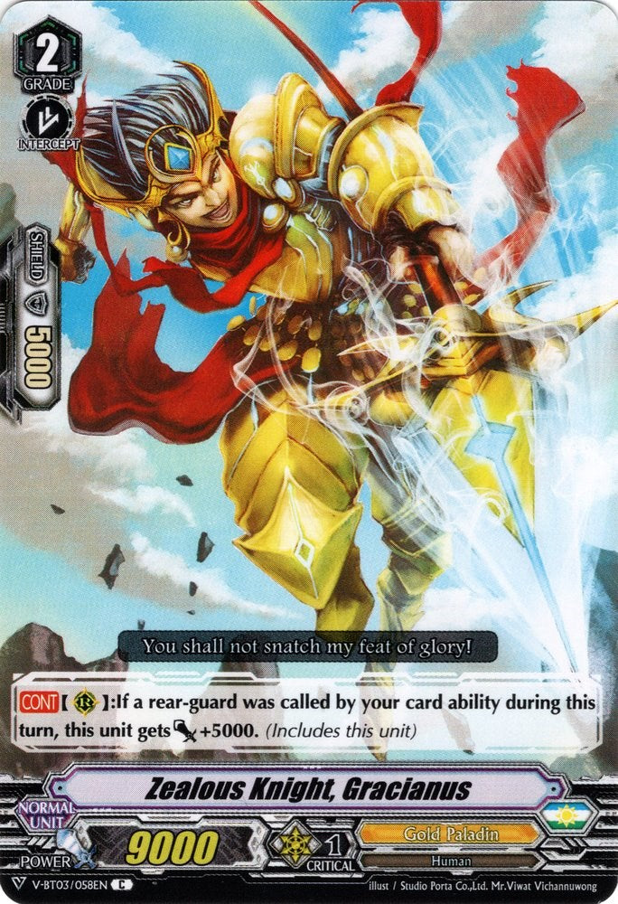 Zealous Knight, Gracianus (V-BT03/058EN) [Miyaji Academy CF Club] | Total Play